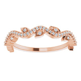 14K Gold Round Natural Diamond Leaf Ring - Rose Gold - view 3