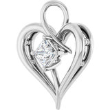 14K Gold Square Natural Diamond Heart Pendant - view 2