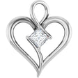 14K Gold Square Natural Diamond Heart Pendant