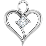 14K Gold Square Natural Diamond Heart Pendant