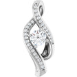 14K Gold Round Natural Diamond Accented Freeform Pendant – 1/3 CTW
