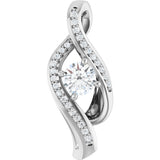 14K Gold Round Natural Diamond Accented Freeform Pendant – 1/3 CTW