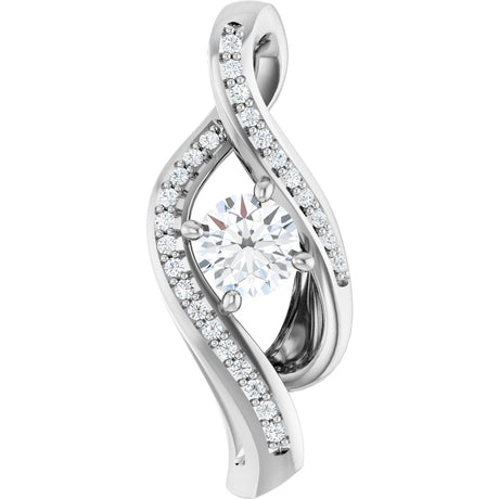 14K Gold Round Natural Diamond Accented Freeform Pendant – 1/3 CTW