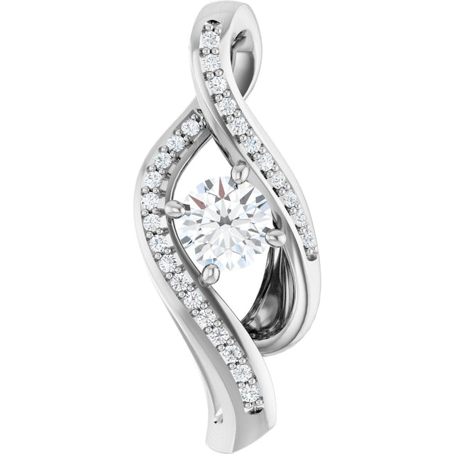 14K Gold Round Natural Diamond Accented Freeform Pendant – 1/3 CTW