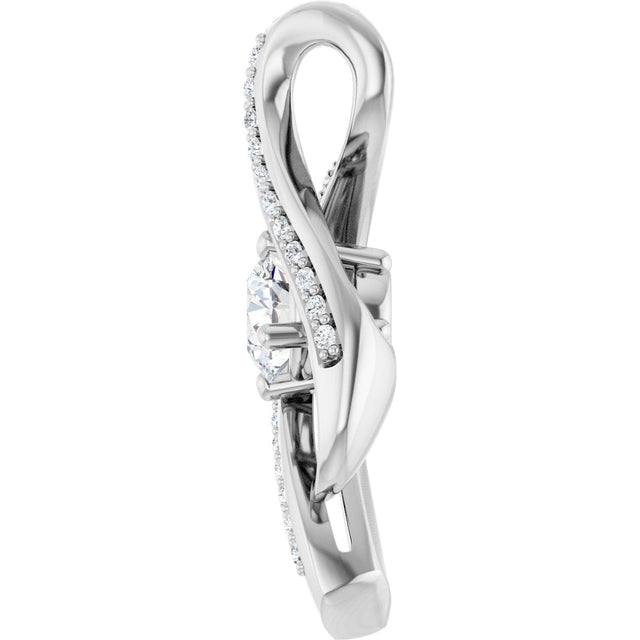 14K Gold Round Natural Diamond Accented Freeform Pendant – 1/3 CTW - view 3