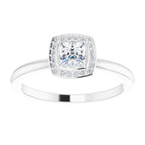 14K Gold Square Natural Diamond Halo-Style Ring - White Gold - view 3