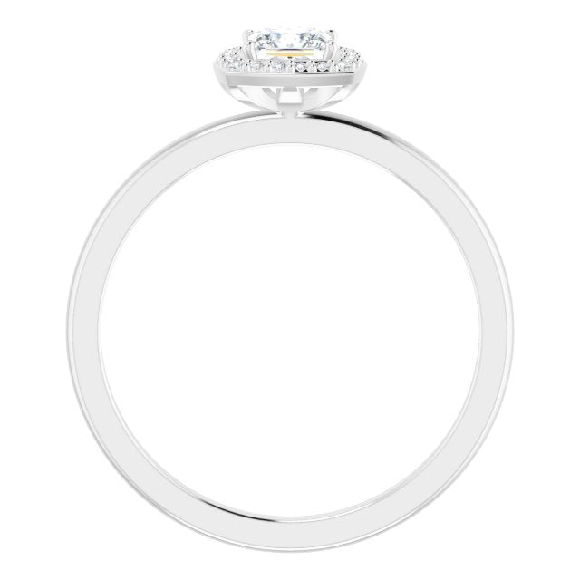 14K Gold Square Natural Diamond Halo-Style Ring - White Gold - view 2