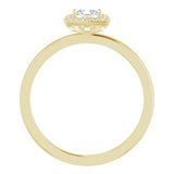 14K Gold Square Natural Diamond Halo-Style Ring - Yellow Gold - view 2