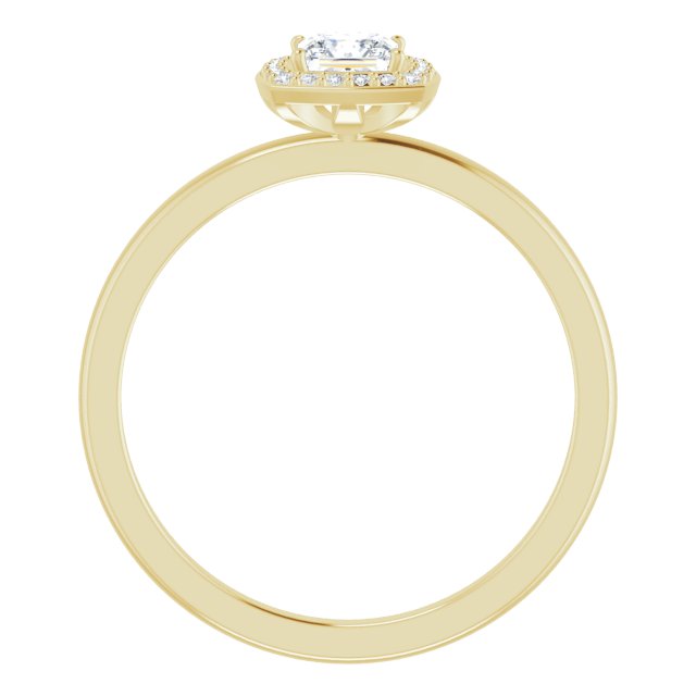 14K Gold Square Natural Diamond Halo-Style Ring - Yellow Gold - view 2