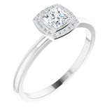 Platinum Square Natural Diamond Halo-Style Ring