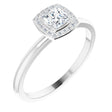 14K Gold Square Natural Diamond Halo-Style Ring - White Gold