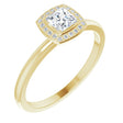 14K Gold Square Natural Diamond Halo-Style Ring - Yellow Gold