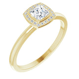 14K Gold Square Natural Diamond Halo-Style Ring - Yellow Gold