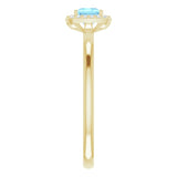 14K Gold Square Natural Aquamarine Halo-Style Ring - Yellow Gold - view 4