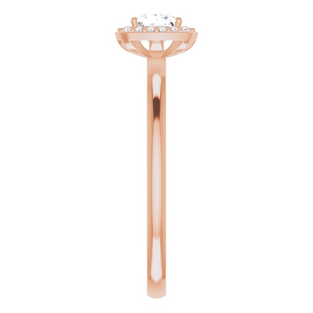 14K Gold Square Natural Diamond Halo-Style Ring - Rose Gold - view 5
