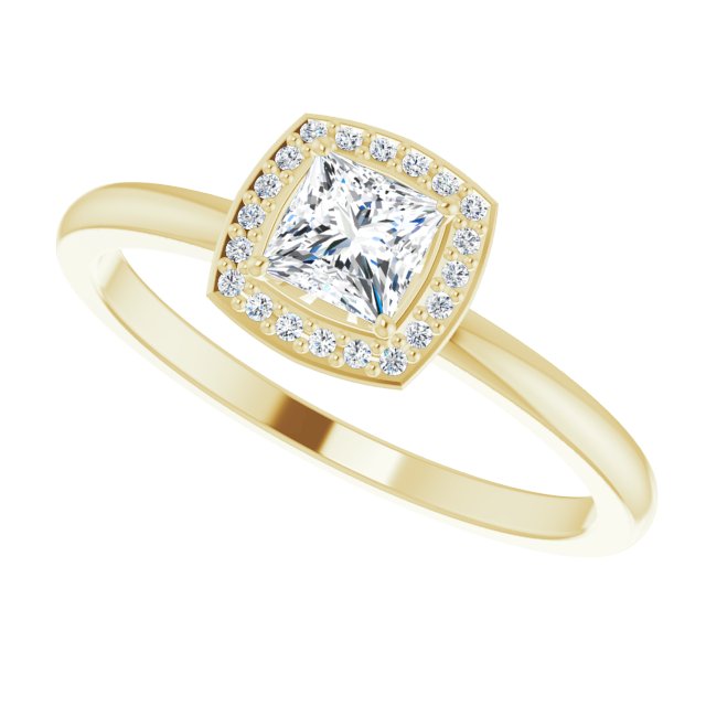 14K Gold Square Natural Diamond Halo-Style Ring - Yellow Gold - view 5