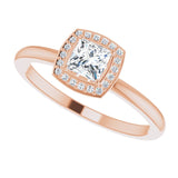14K Gold Square Natural Diamond Halo-Style Ring - Rose Gold - view 6
