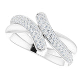 Platinum Round Natural Diamond Pavé-Style Bypass Ring - view 5
