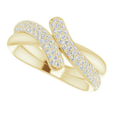 14K Gold Round Natural Diamond Pavé-Style Bypass Ring - Yellow Gold - view 5