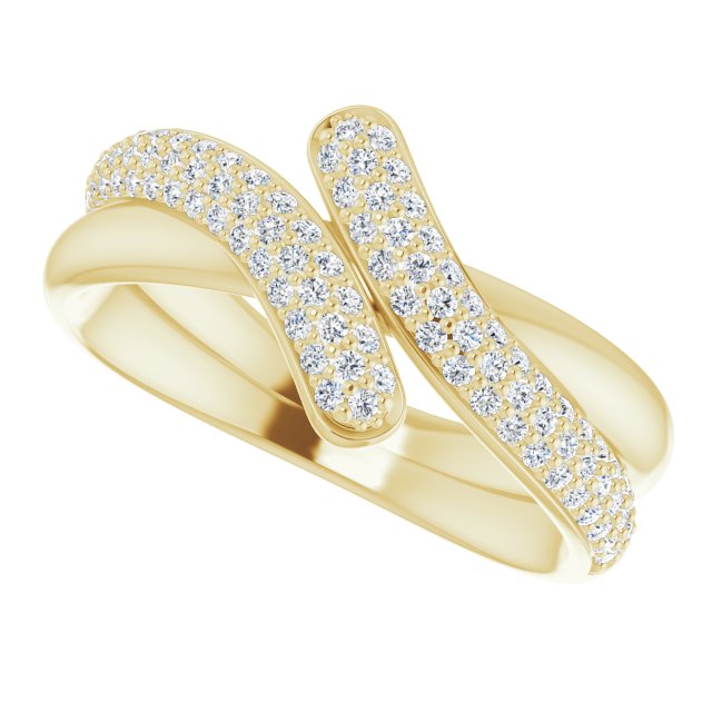 14K Gold Round Natural Diamond Pavé-Style Bypass Ring - Yellow Gold - view 5