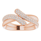 14K Gold Round Natural Diamond Pavé-Style Bypass Ring - Rose Gold - view 3