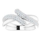 Platinum Round Natural Diamond Pavé-Style Bypass Ring - view 3