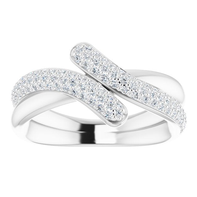 Platinum Round Natural Diamond Pavé-Style Bypass Ring - view 3