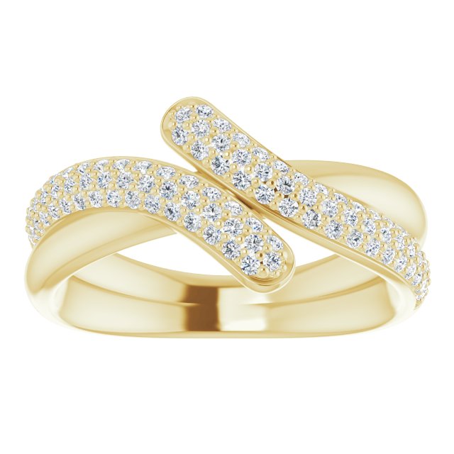 14K Gold Round Natural Diamond Pavé-Style Bypass Ring - Yellow Gold - view 3