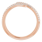 14K Gold Round Natural Diamond Pavé-Style Bypass Ring - Rose Gold - view 2