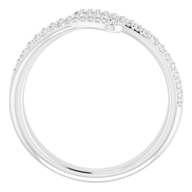 14K Gold Round Natural Diamond Pavé-Style Bypass Ring - White Gold - view 2