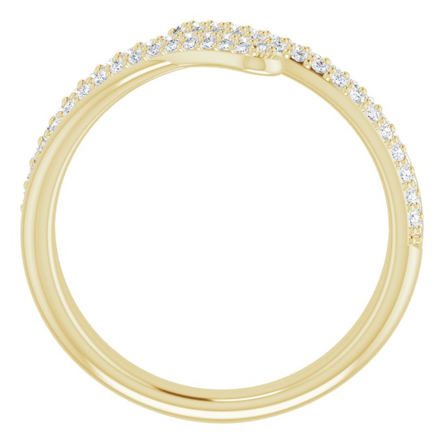 14K Gold Round Natural Diamond Pavé-Style Bypass Ring - Yellow Gold - view 2