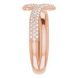 14K Gold Round Natural Diamond Pavé-Style Bypass Ring - Rose Gold - view 4