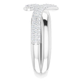 Platinum Round Natural Diamond Pavé-Style Bypass Ring - view 4