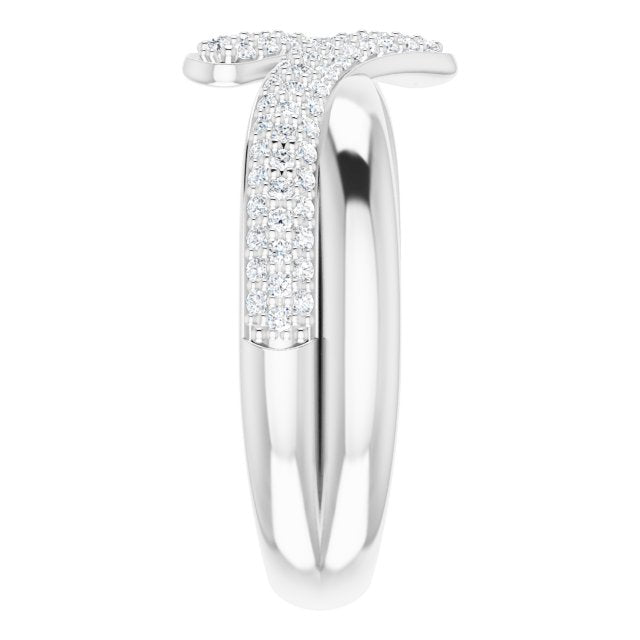 14K Gold Round Natural Diamond Pavé-Style Bypass Ring - White Gold - view 4