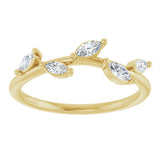 14K Gold Marquise Natural Diamond Leaf Ring - Yellow Gold - view 3