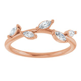 14K Gold Marquise Natural Diamond Leaf Ring - Rose Gold - view 3