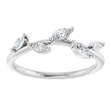 Platinum Marquise Natural Diamond Leaf Ring - view 3