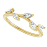 14K Gold Marquise Natural Diamond Leaf Ring - Yellow Gold - view 5