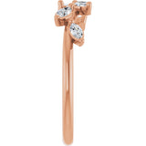14K Gold Marquise Natural Diamond Leaf Ring - Rose Gold - view 4