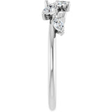 Platinum Marquise Natural Diamond Leaf Ring - view 4