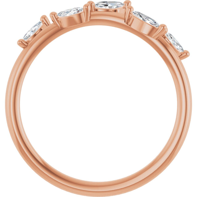 14K Gold Marquise Natural Diamond Leaf Ring - Rose Gold - view 2