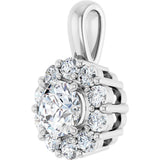 14K Gold Oval Lab-Grown Diamond Halo-Style Pendant - White Gold - view 2