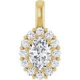 14K Gold Oval Lab-Grown Diamond Halo-Style Pendant - Yellow Gold