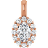 14K Gold Oval Lab-Grown Diamond Halo-Style Pendant - Rose Gold