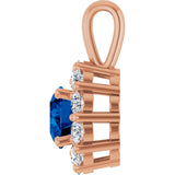 14K Gold Round Lab-Grown Blue Sapphire Halo-Style Pendant - Rose Gold - view 3