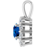 14K Gold Round Natural Blue Sapphire Halo-Style Pendant – 1/2 CTW - view 2