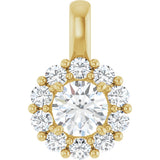 14K Gold Oval Lab-Grown Diamond Halo-Style Pendant - Yellow Gold