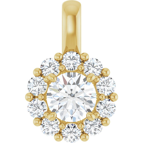 14K Gold Oval Lab-Grown Diamond Halo-Style Pendant - Yellow Gold