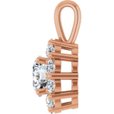 14K Gold Oval Lab-Grown Diamond Halo-Style Pendant - Rose Gold - view 3