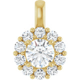 14K Gold Oval Lab-Grown Diamond Halo-Style Pendant - Yellow Gold